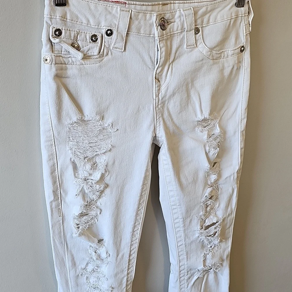 True Religion White Distressed Skinny Jeans - Picture 2 of 8